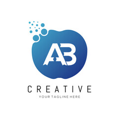  Dots AB letter logo design. AB white color logo.dots blue color design.