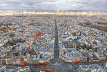 Paris Metropolis view from above . Aerial view of European Capital City 