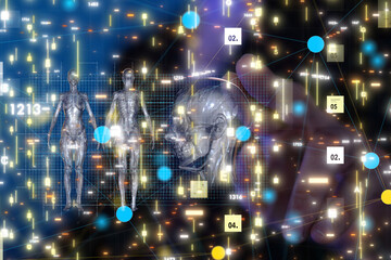 Fototapeta na wymiar digital medical futuristic interface 3D rendering