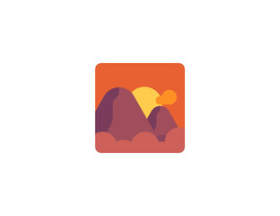 Sunrise Over Mountains vector flat emoticon. Isolated Morning illustration. Sunrise icon