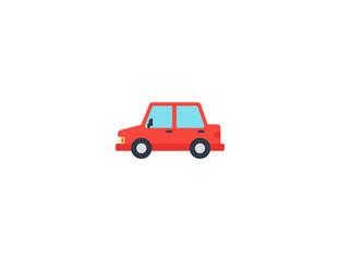 Automobile vector flat emoticon. Isolated Side Of Car illustration. Red Car icon