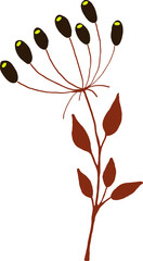 A twig with leaves and berries. Vector file.