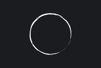 Vector graphic of white ink grunge round with brush on black background. grunge textured hand drawn element. Circle Grunge Distressed Paint Background. vector eps10.