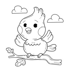 animals coloring book alphabet. Isolated on white background. Vector cartoon bird.