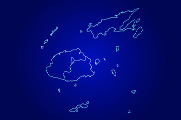Fiji Map of Abstract High Detailed Glow Blue Map on Dark Background logo illustration