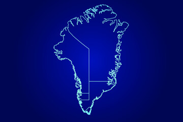 Greenland Map of Abstract High Detailed Glow Blue Map on Dark Background logo illustration	