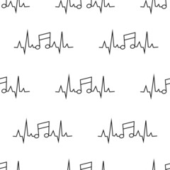 Pattern Musical notes on white background.
