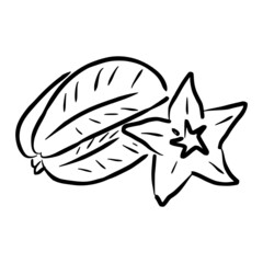 star fruit simple line sketch with black line style