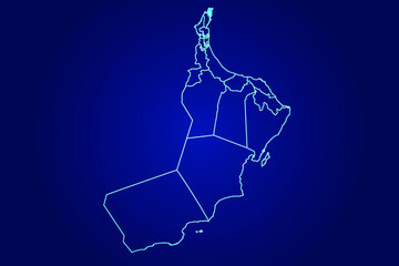Oman Map of Abstract High Detailed Glow Blue Map on Dark Background logo illustration	