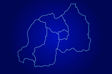 Rwanda Map of Abstract High Detailed Glow Blue Map on Dark Background logo illustration	