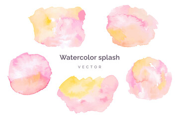 Watercolor pink and yellow splash. Hand painted background