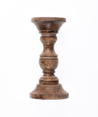 decorative vintage wooden baluster isolated on white background