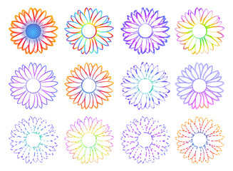 Fototapeta na wymiar sunflower split monogram graphic vecto set 