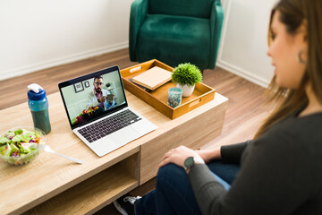 Woman on a teleconference with a nutritionist