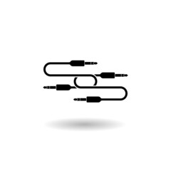 Audio jack icon with shadow
