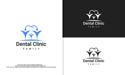 dental clinic family logo design illustration