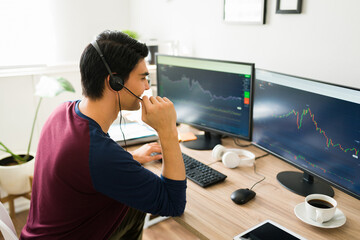 Gen z broker checking the stock market