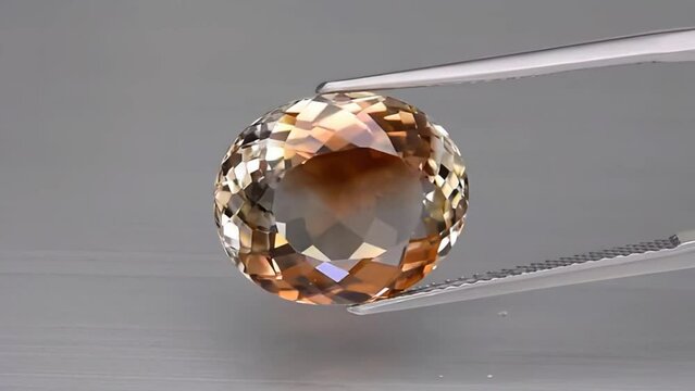 imperial champagne yellow topaz oval cut in the turning tweezers