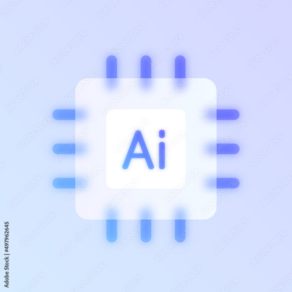Aufkleber artificial intellegence glass morphism trendy style icon. chip transparent glass color vector icon w