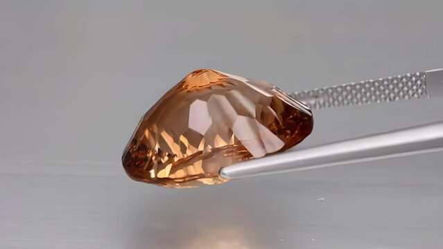 imperial champagne yellow topaz oval cut in the turning tweezers