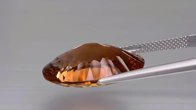 imperial champagne yellow topaz oval cut in the turning tweezers