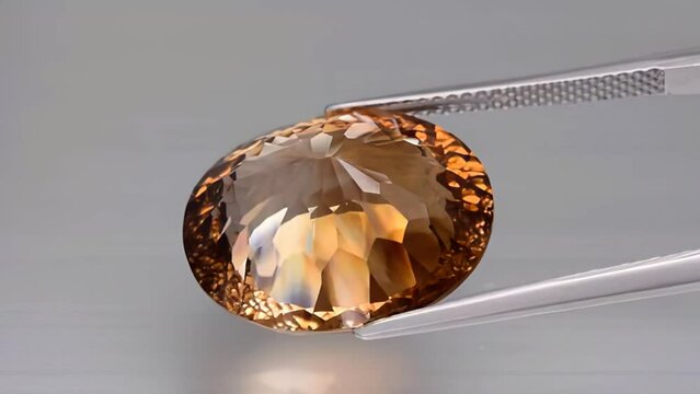 imperial champagne yellow topaz oval cut in the turning tweezers
