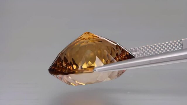 imperial champagne yellow topaz oval cut in the turning tweezers