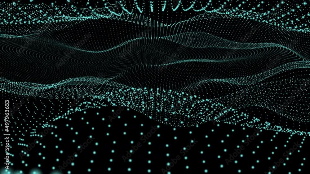 Poster futuristic 3d halftone pattern abstract dotted waves. 4k video stock animation.