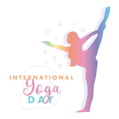 Obraz na płótnie Canvas Happy International Yoga Day 21 June poster logo background Natarajasana Dancer Pose asana vector design