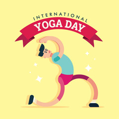 Obraz na płótnie Canvas International Yoga Day 21 June poster logo Virabhadrasana Warrior Pose asana illustration vector design
