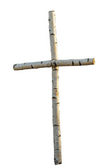 a cross made of birch wood
