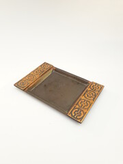 Mid-century modern copper ashtray isolated