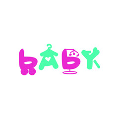 The word baby in the form of clothes and furniture for babies