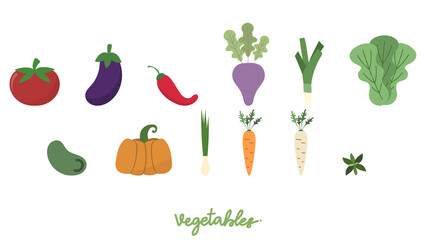 Set of different vegetables .isolated on white background ,Vector illustration EPS 10