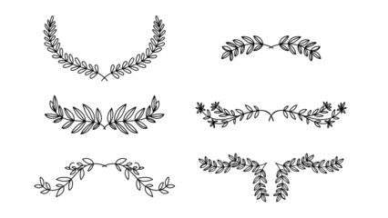 Obraz premium Floral ornamental doodle dividers, vintage hand drawn tribal arrow and calligraphic deco border vector set isolated on white background. Vector Illustration EPS 10