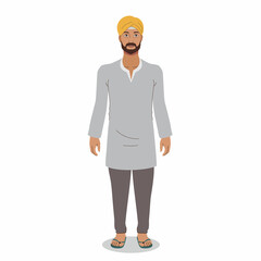 Indian Punjabi traditional outfit | Indian Punjabi Man (Sardar Ji) in Kurta and Pajama with turban | Punjabi Man Character
