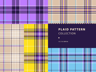 Plaid pattern collection with lavender, golden yellow, celestial blue - 497967496