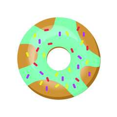 Beautiful donut. Donut with green icing