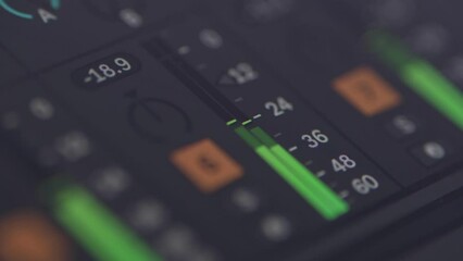 Sound Audio Levels on a Digital Sound Recording Software Closeup