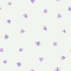 Fototapeta na wymiar Delicate pattern with lavender flowers, pastel colors, watercolor illustrations