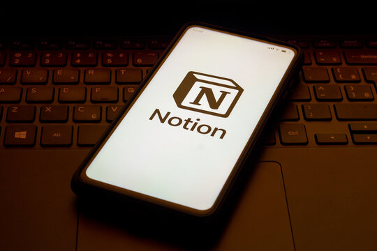 April 9, 2022, Brazil. In this photo illustration the Notion logo seen displayed on a smartphone.