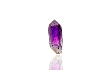macro mineral stone amethyst on a white background