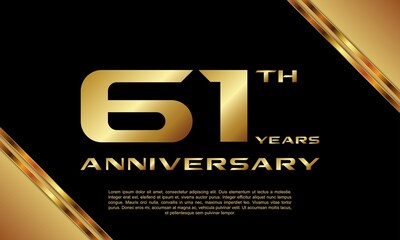 61th anniversary logotype. Anniversary celebration template design for booklet, leaflet, magazine, brochure poster, banner, web, invitation or greeting card. Vector illustrations.