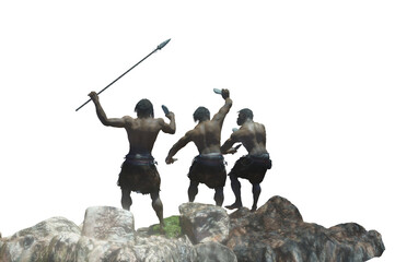 caveman tribe people's render 3d on white background - 497970886