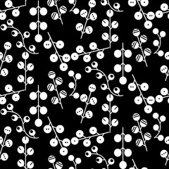 Vector seamless half-drop pattern, with hackberry