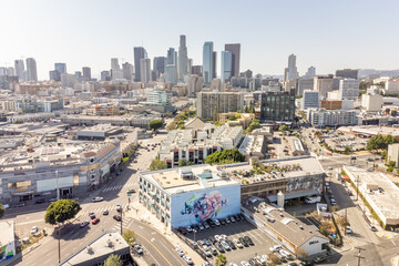 Little Tokyo Los Angeles, CA, LA County, April 7, 2022: Aerial View of Little Tokyo Los Angeles...