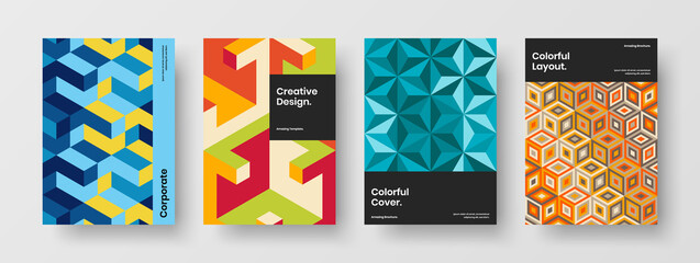 Fototapeta premium Bright company identity vector design illustration composition. Colorful mosaic shapes annual report layout collection.