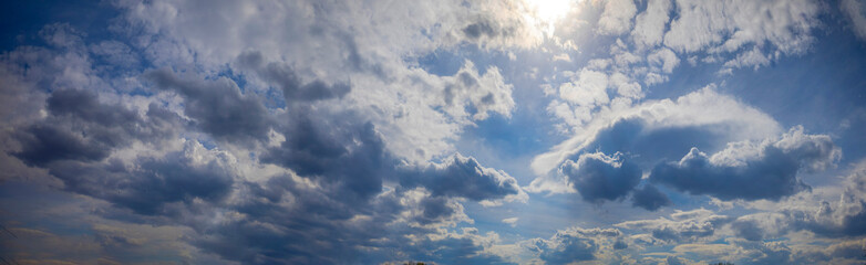 Fototapeta na wymiar Panorama of blue sky with white clouds