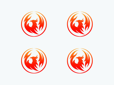Fire Eagle Icon And Logo With Red Gradient Color.