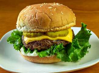 hamburger top with cheese and pickles